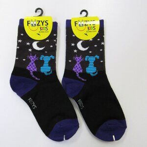 2 Pairs Foozys Kids Collection Girls Novelty Fun Socks Cat & Dog Print